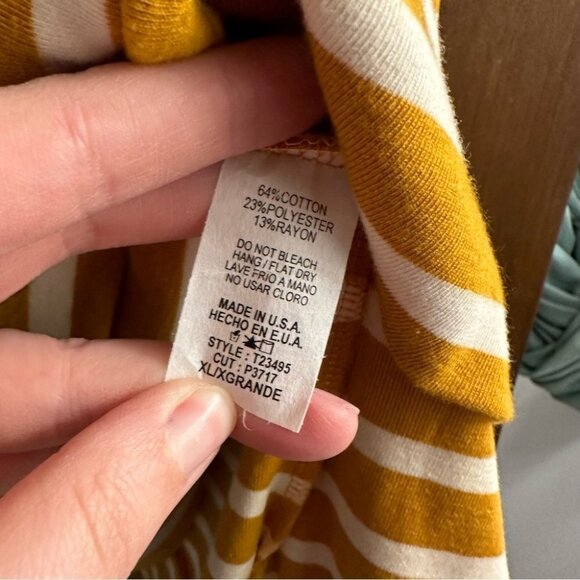 ❤️ Betsey’s Boutique Shop Striped Cowl Neck Sweatshirt Tunic Mustard D15 - Picture 7 of 11